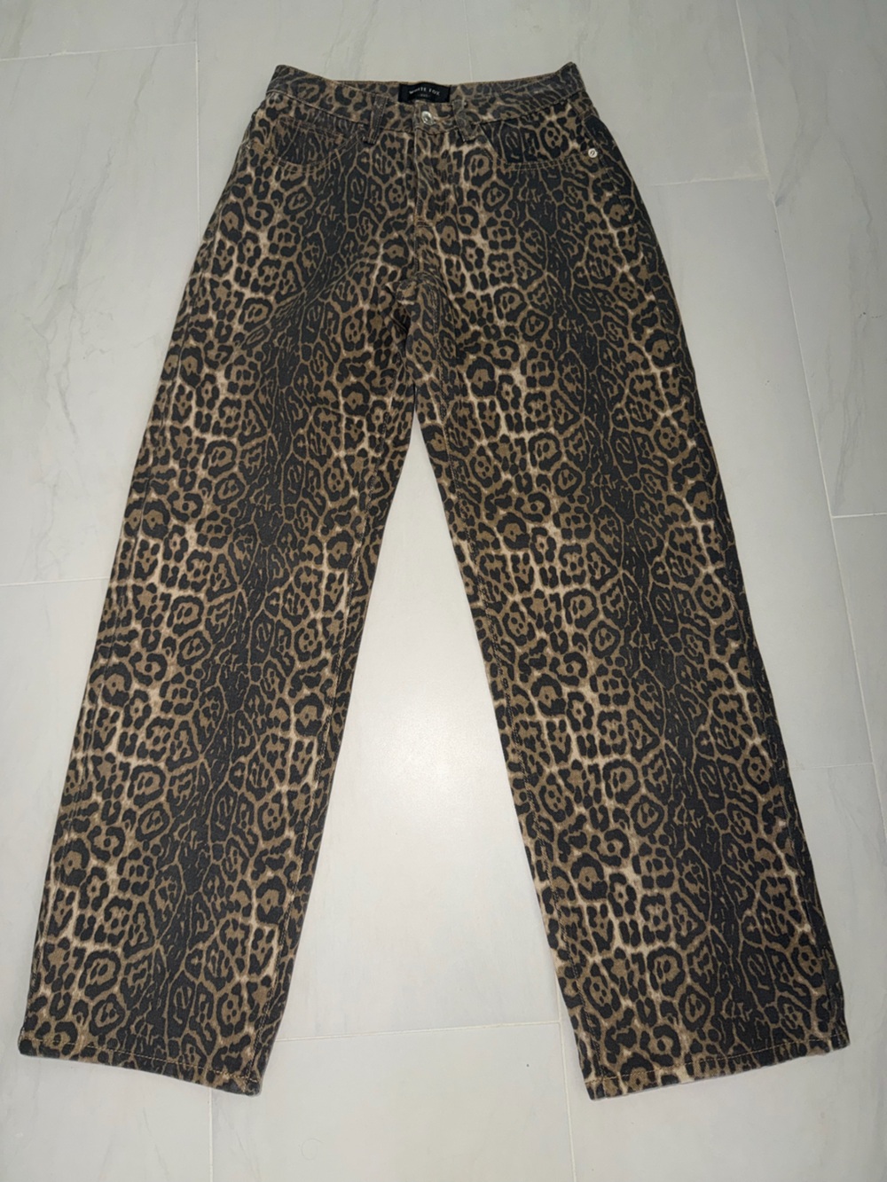 White Fox Boutique Brown and Black Leopard Print Jeans